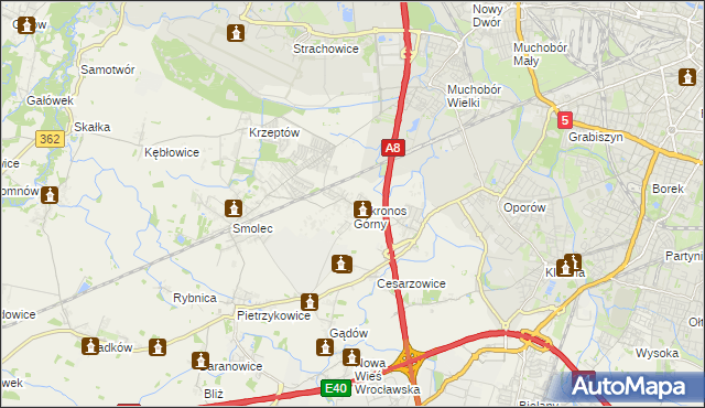 mapa Mokronos Górny, Mokronos Górny na mapie Targeo