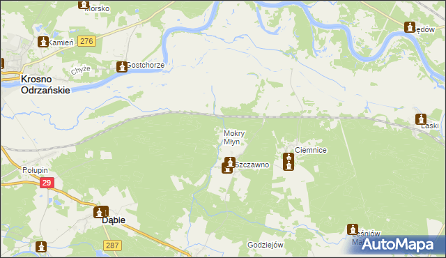 mapa Mokry Młyn, Mokry Młyn na mapie Targeo