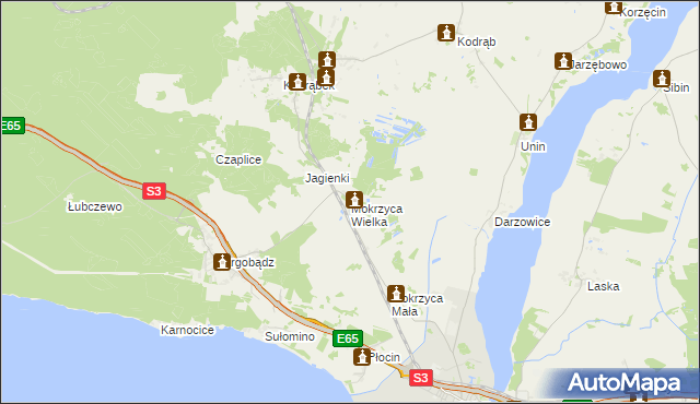 mapa Mokrzyca Wielka, Mokrzyca Wielka na mapie Targeo