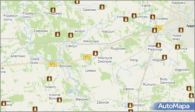 mapa Mokrzyce Dworskie, Mokrzyce Dworskie na mapie Targeo