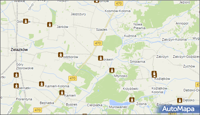 mapa Morawin gmina Ceków-Kolonia, Morawin gmina Ceków-Kolonia na mapie Targeo