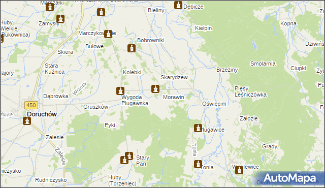 mapa Morawin gmina Doruchów, Morawin gmina Doruchów na mapie Targeo