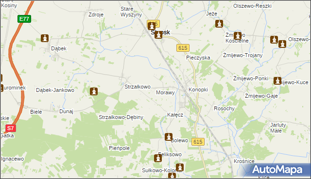 mapa Morawy gmina Stupsk, Morawy gmina Stupsk na mapie Targeo