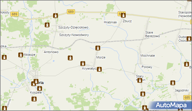 mapa Morze gmina Czyże, Morze gmina Czyże na mapie Targeo