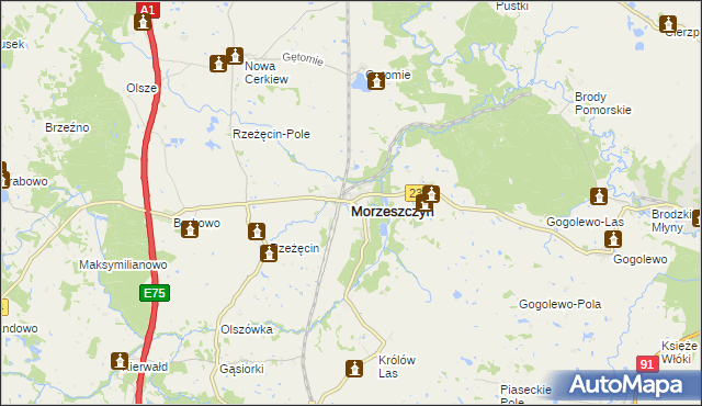 mapa Morzeszczyn, Morzeszczyn na mapie Targeo