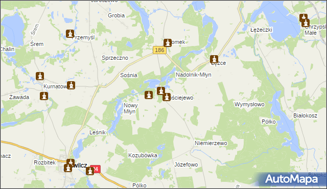 mapa Mościejewo, Mościejewo na mapie Targeo