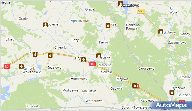 mapa Mościska gmina Szczutowo, Mościska gmina Szczutowo na mapie Targeo