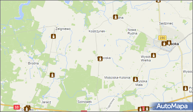 mapa Mościska gmina Wysoka, Mościska gmina Wysoka na mapie Targeo