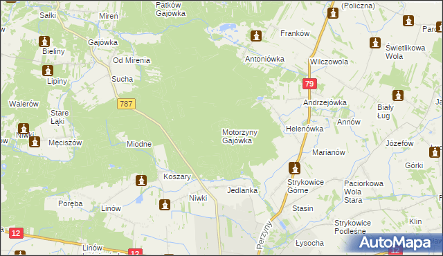 mapa Motorzyny Gajówka, Motorzyny Gajówka na mapie Targeo