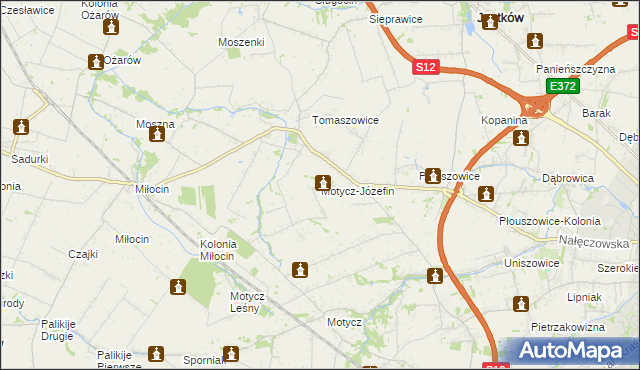 mapa Motycz-Józefin, Motycz-Józefin na mapie Targeo