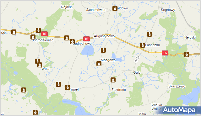 mapa Mózgowo, Mózgowo na mapie Targeo