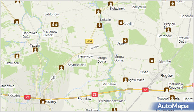 mapa Mroga Dolna, Mroga Dolna na mapie Targeo