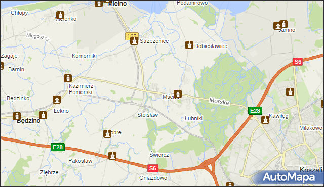 mapa Mścice, Mścice na mapie Targeo