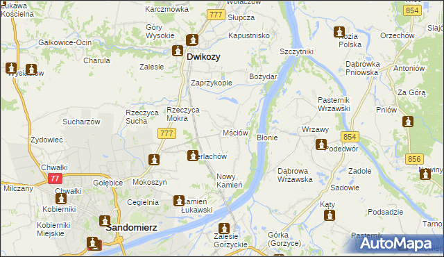 mapa Mściów, Mściów na mapie Targeo