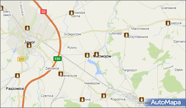 mapa Mściwojów, Mściwojów na mapie Targeo