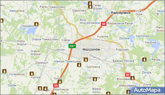 mapa Mszczonów, Mszczonów na mapie Targeo