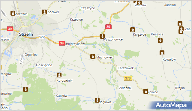 mapa Muchowiec, Muchowiec na mapie Targeo