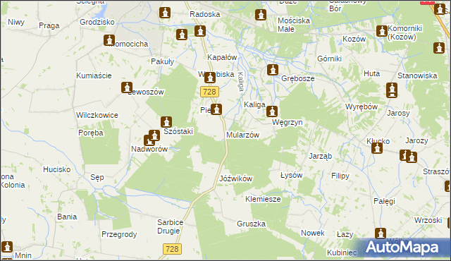 mapa Mularzów, Mularzów na mapie Targeo