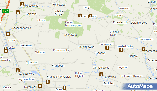 mapa Muniakowice, Muniakowice na mapie Targeo