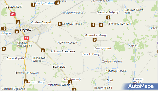 mapa Murawskie-Czachy, Murawskie-Czachy na mapie Targeo