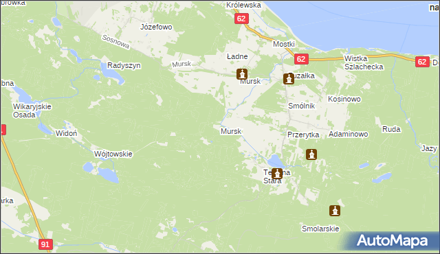 mapa Mursk gmina Kowal, Mursk gmina Kowal na mapie Targeo