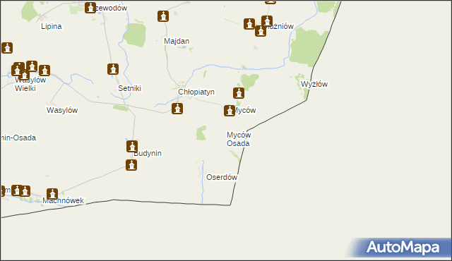 mapa Myców Osada, Myców Osada na mapie Targeo