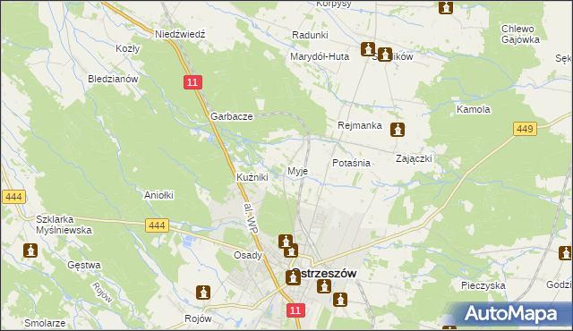 mapa Myje, Myje na mapie Targeo