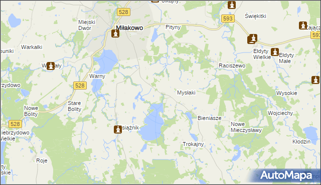 mapa Mysłaki Małe, Mysłaki Małe na mapie Targeo