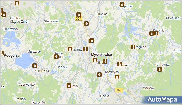 mapa Mysłakowice, Mysłakowice na mapie Targeo