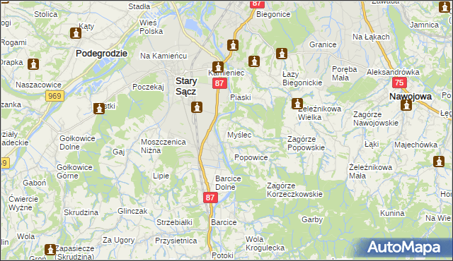 mapa Myślec, Myślec na mapie Targeo