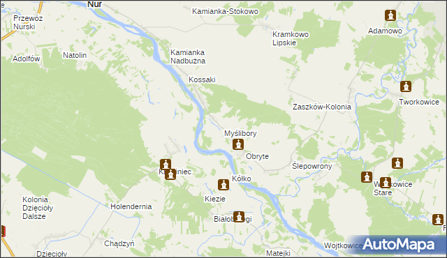 mapa Myślibory, Myślibory na mapie Targeo