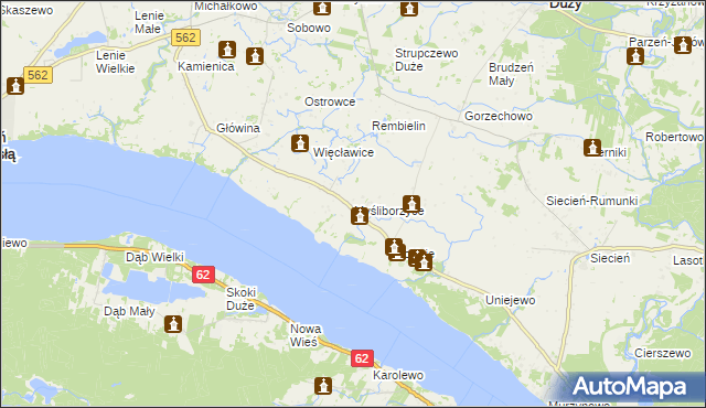 mapa Myśliborzyce gmina Brudzeń Duży, Myśliborzyce gmina Brudzeń Duży na mapie Targeo