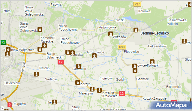 mapa Myśliszewice, Myśliszewice na mapie Targeo