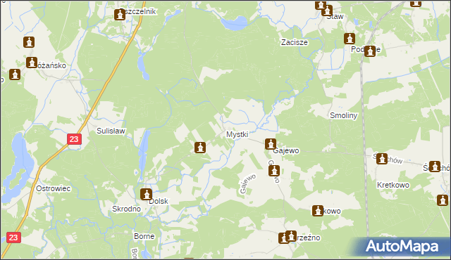 mapa Mystki gmina Lubiszyn, Mystki gmina Lubiszyn na mapie Targeo