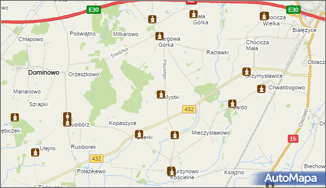 mapa Mystki gmina Nekla, Mystki gmina Nekla na mapie Targeo