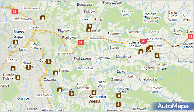 mapa Mystków, Mystków na mapie Targeo