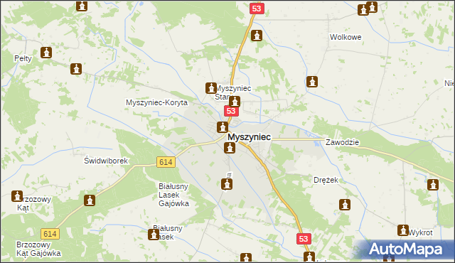 mapa Myszyniec, Myszyniec na mapie Targeo