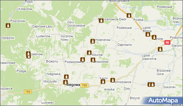 mapa Mzurów, Mzurów na mapie Targeo