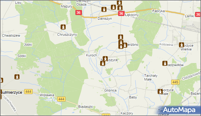 mapa Nabyszyce, Nabyszyce na mapie Targeo