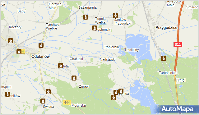 mapa Nadstawki, Nadstawki na mapie Targeo