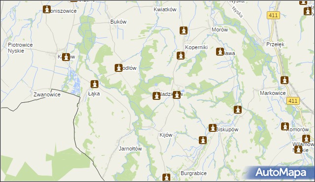 mapa Nadziejów gmina Otmuchów, Nadziejów gmina Otmuchów na mapie Targeo