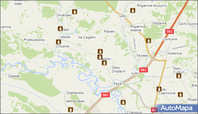 mapa Nagórki gmina Piątnica, Nagórki gmina Piątnica na mapie Targeo