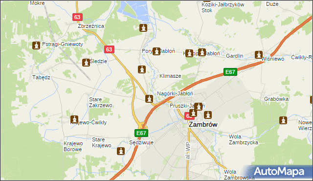 mapa Nagórki-Jabłoń, Nagórki-Jabłoń na mapie Targeo