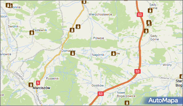 mapa Nagórnik gmina Marciszów, Nagórnik gmina Marciszów na mapie Targeo