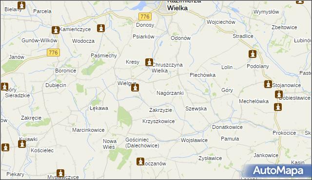 mapa Nagórzanki, Nagórzanki na mapie Targeo