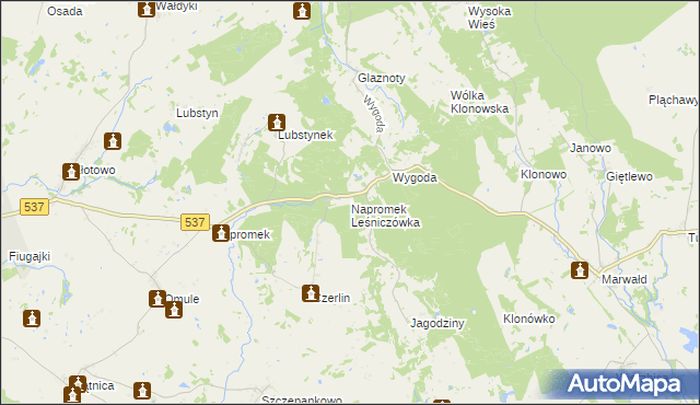 mapa Napromek Leśniczówka, Napromek Leśniczówka na mapie Targeo