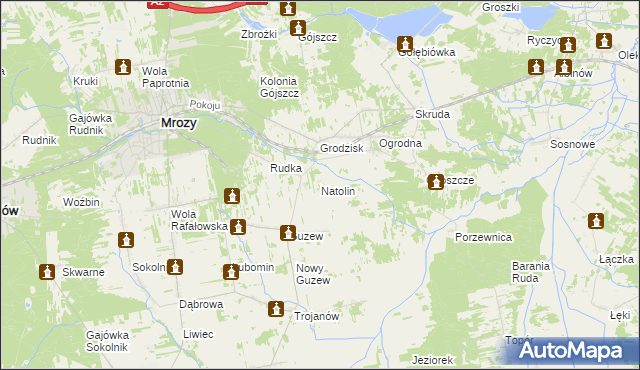 mapa Natolin gmina Mrozy, Natolin gmina Mrozy na mapie Targeo