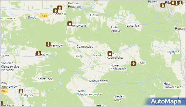 mapa Natolin gmina Osieck, Natolin gmina Osieck na mapie Targeo