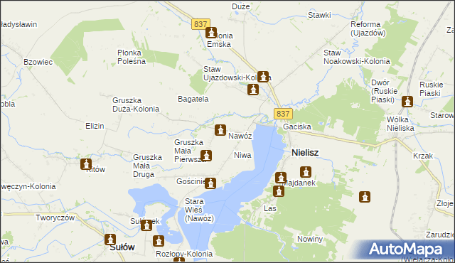 mapa Nawóz, Nawóz na mapie Targeo