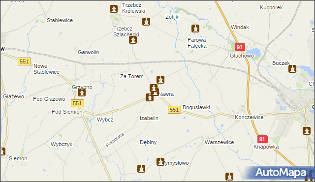 mapa Nawra gmina Chełmża, Nawra gmina Chełmża na mapie Targeo